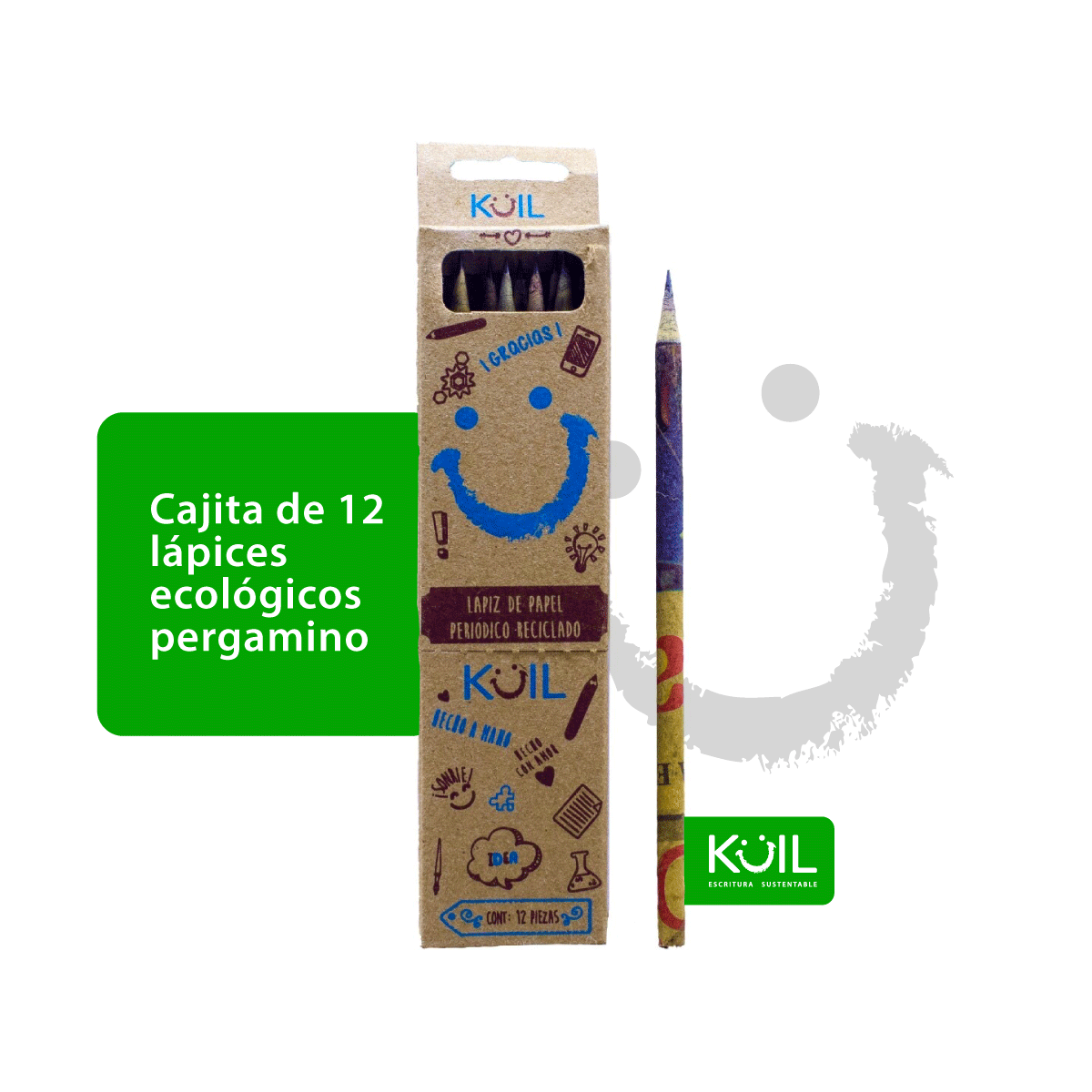 Cajita de 12 lápices ecológicos PERGAMINO